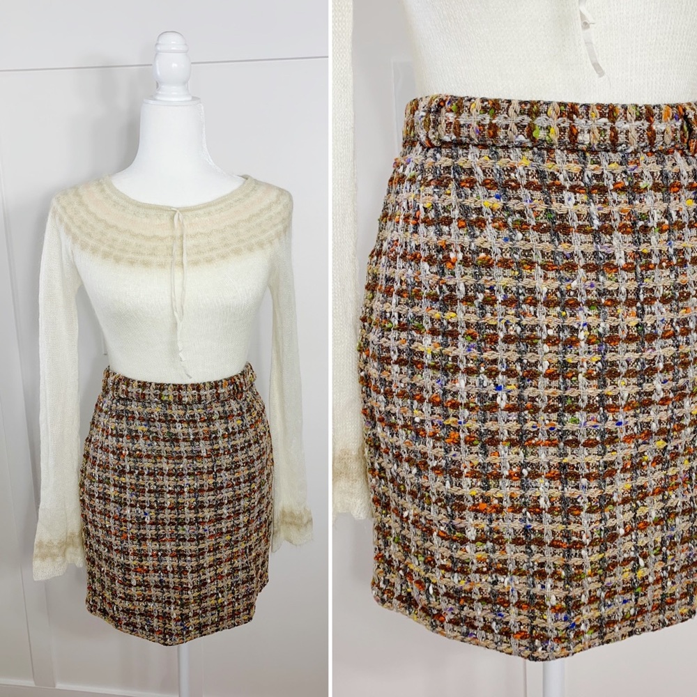 VINTAGE handmade textured tweed pencil skirt